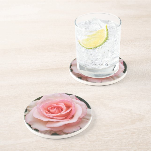 Single Pink Rose Coaster (Side)