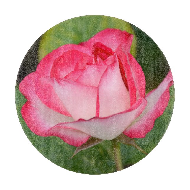 Single pink rose cutting board (Front)