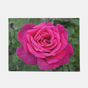 Single pink rose doormat