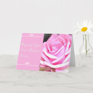 Single Pink Rose Get Well Card