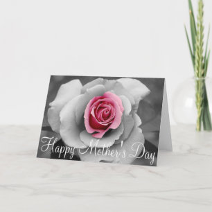 Single pink rose Mother's Day greeting card