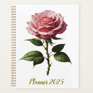 Single pink rose planner