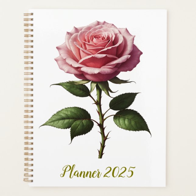 Single pink rose planner (Front)