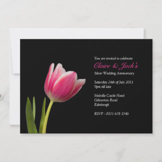 Single Pink Tulip Anniversary Party  Invitation