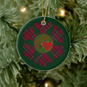 Single Plaid Snowflake Ceramic Tree Decoration