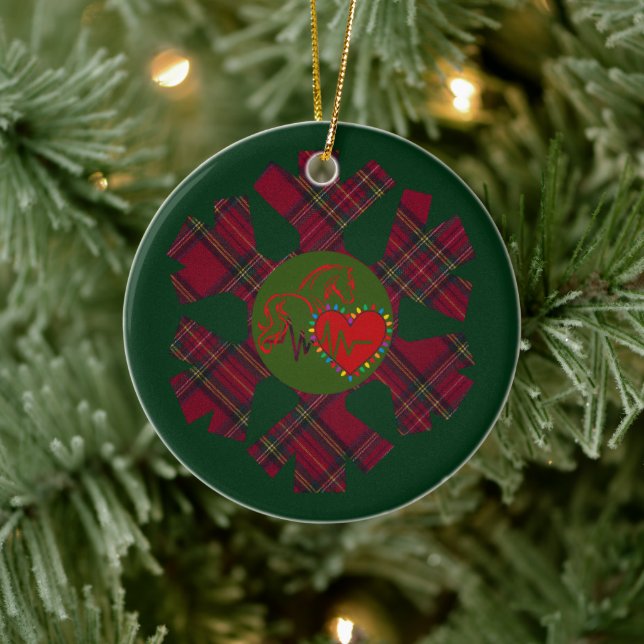 Single Plaid Snowflake Ceramic Tree Decoration (Tree)