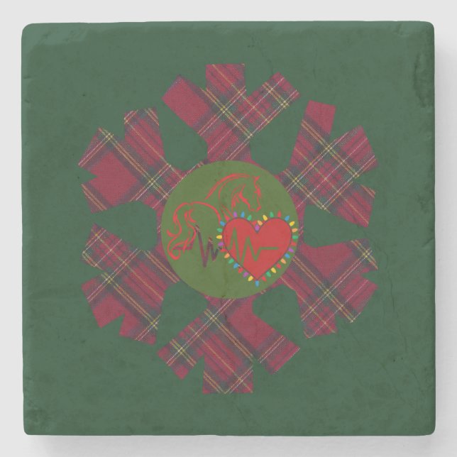Single Plaid Snowflake  Stone Coaster (Front)