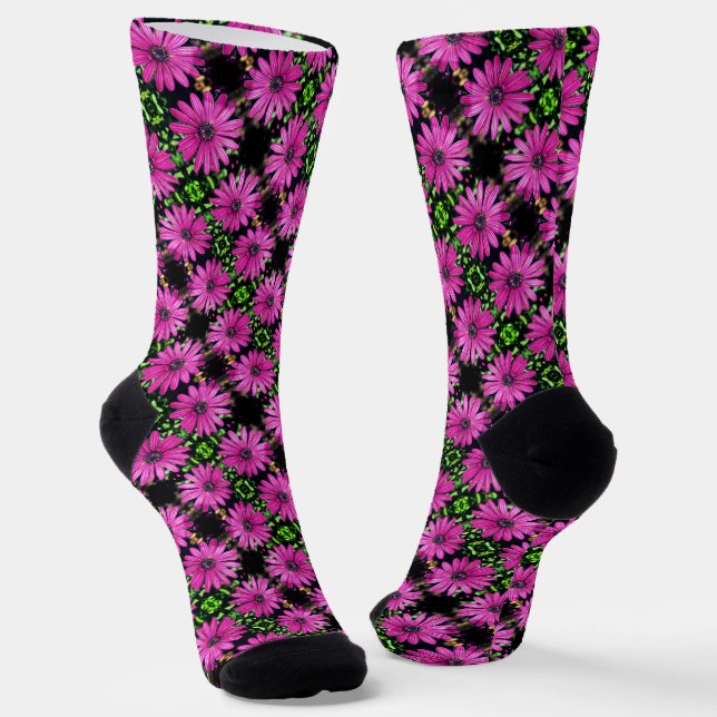 Single Purple African Daisy Flower Pattern   Socks (Angled)