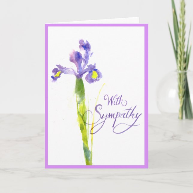Single Purple Iris Sympathy Card (Front)