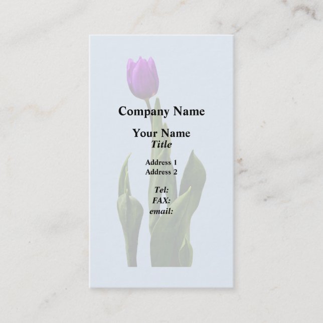 Single Purple Tulip Business Card (Front)