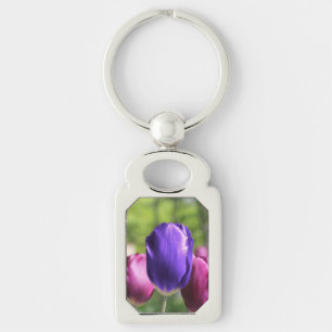 Single Purple Tulip Key Ring
