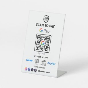 Single QR Code Payment   White Scan to Pay Pedestal Sign