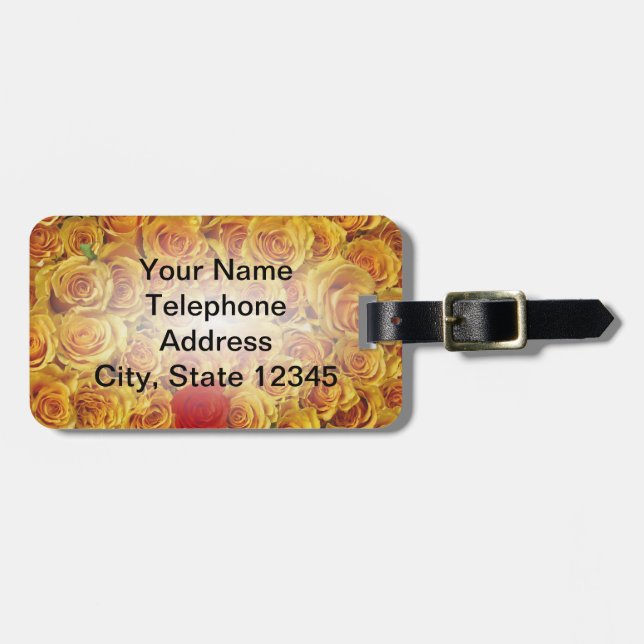 Single Red in Yellow Bed Roses Luggage Tag (Front Horizontal)