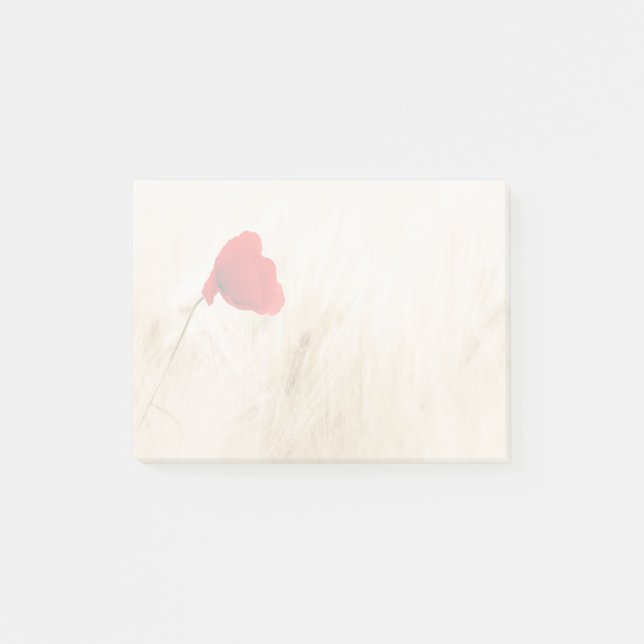 Single Red Poppy in a Grassy Field Post-it Notes (Front)