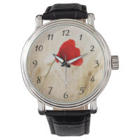 Single Red Poppy in a Grassy Field