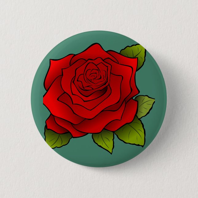 Single Red Rose 6 Cm Round Badge (Front)