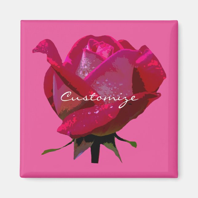 single red rose any colour magnet (Front)