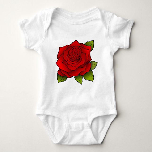 Single Red Rose Baby Bodysuit (Front)
