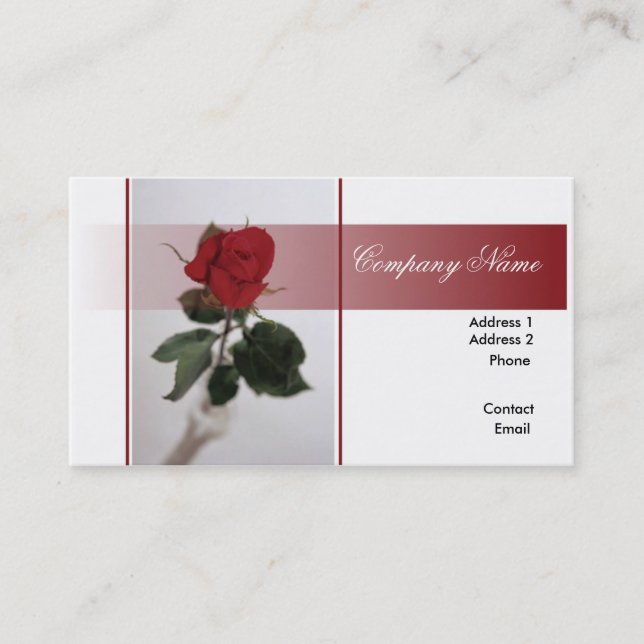 Single Red Rose Business Card (Front)