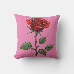 Single red rose cushion