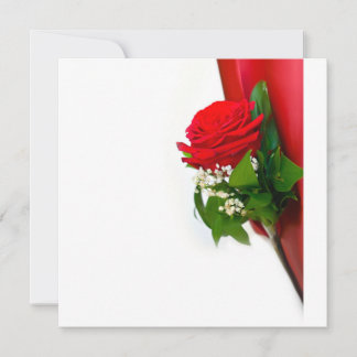 Single Red Rose – Floral White Background Invitation