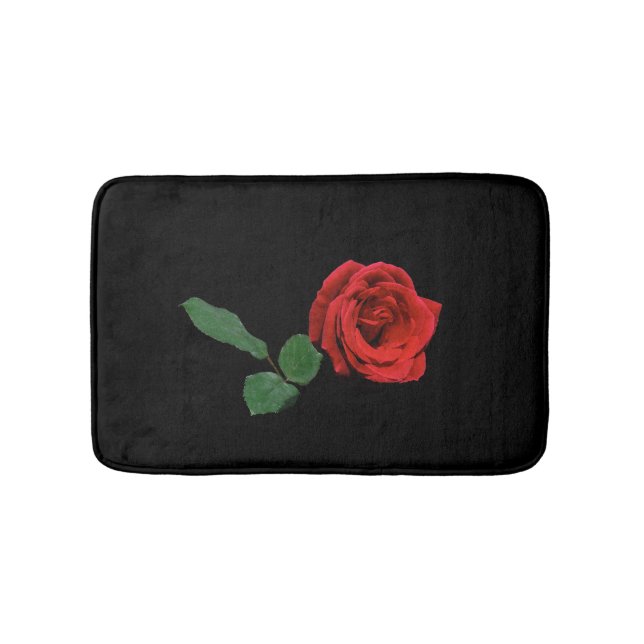 Single Red Rose Flower Bath Mats (Front)