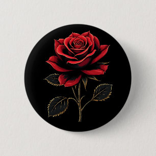Single Red Rose Flower Lovers Gardening   6 Cm Round Badge