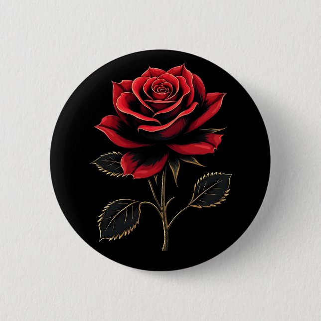 Single Red Rose Flower Lovers Gardening   6 Cm Round Badge (Front)