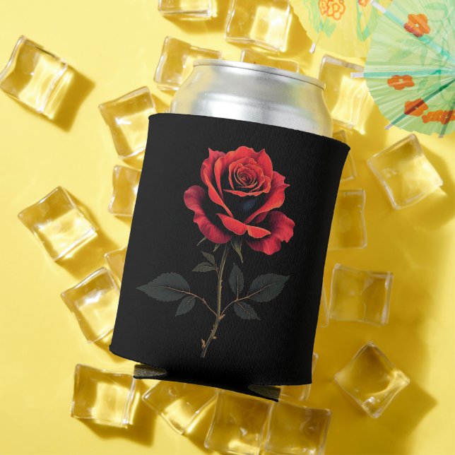 Single Red Rose Flower Lovers Gardening   Can Cooler (In Situ Summer)