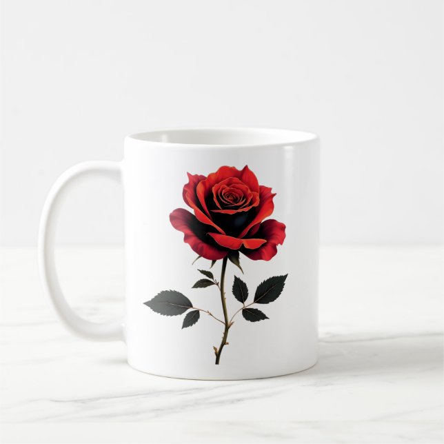 Single Red Rose Flower Lovers Gardening   Coffee Mug (Left)