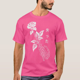 Single Red Rose Flower Skeleton  T-Shirt
