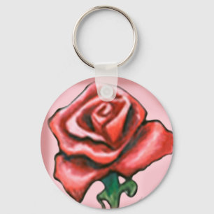 Single Red Rose Key Ring
