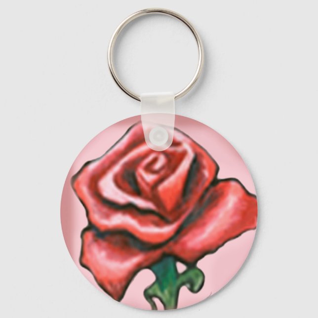 Single Red Rose Key Ring (Front)