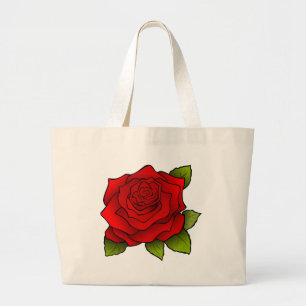 Single Red Rose Large Tote Bag