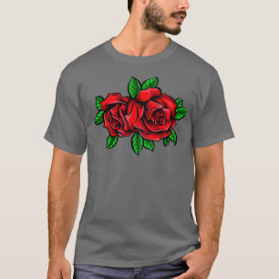Single Red Rose Pocket Flower Romantic Love Pocket T-Shirt