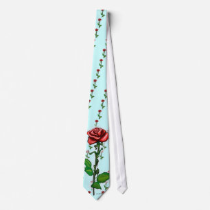Single Red Rose Tie