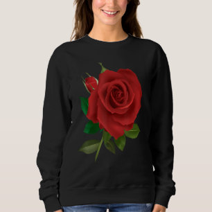 Single Red Roses Flower Lovers Red Roses Floral Ga Sweatshirt