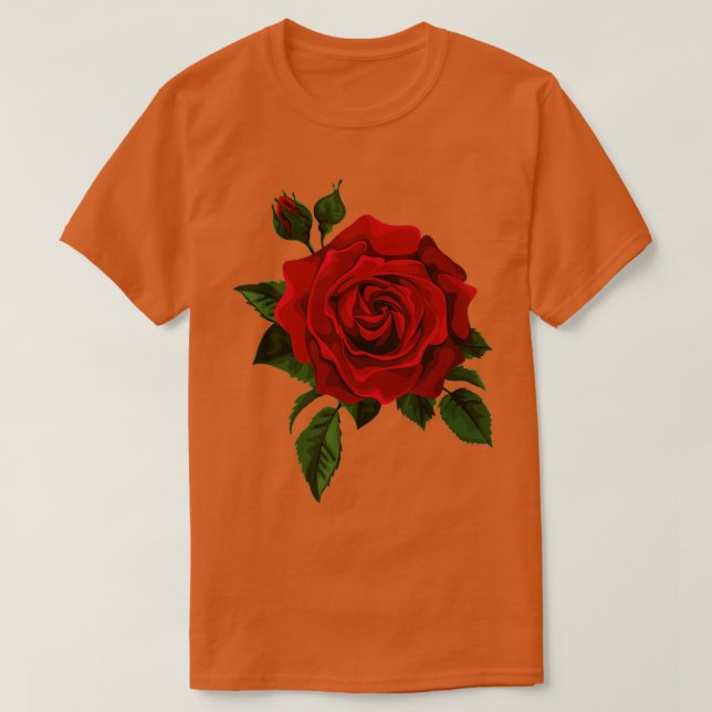 Single Red Roses Flower of Cute Red Roses Flower G T-Shirt (Design Front)