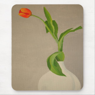 Single Red Tulip In A White Vase Mouse Pad