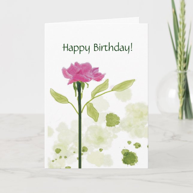 Single Rose Birthday Greeting Card (Front)