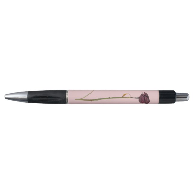 Single Rose Black Ink Ball Point Pen (Front)