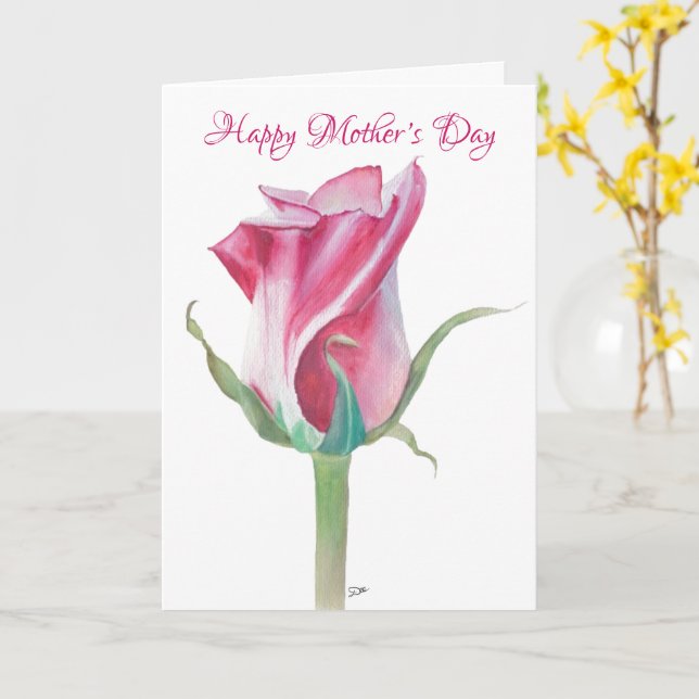 Single Rose Mother's Day Card (Yellow Flower)