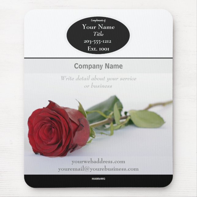 Single Rose Promotional Mouse Pad - HAMbyWG (Front)