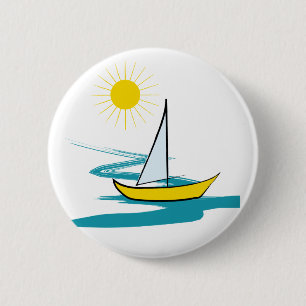 Single sailboat 6 cm round badge