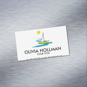 Single sailboat magnetic business card