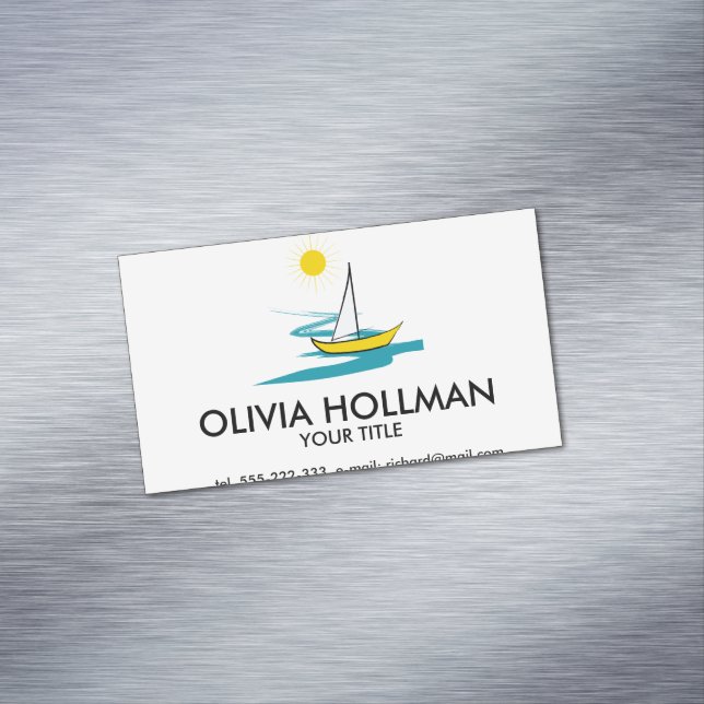 Single sailboat magnetic business card (In Situ)
