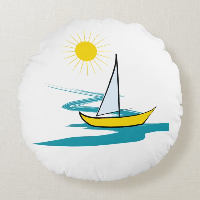 Single sailboat round cushion (Front)