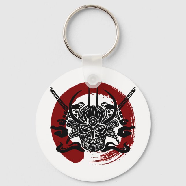 Single Samurai Enso Blood Circle Key Ring (Front)