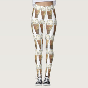 Single Scoop Vanilla Ice Cream Cone Cones Foodie Leggings