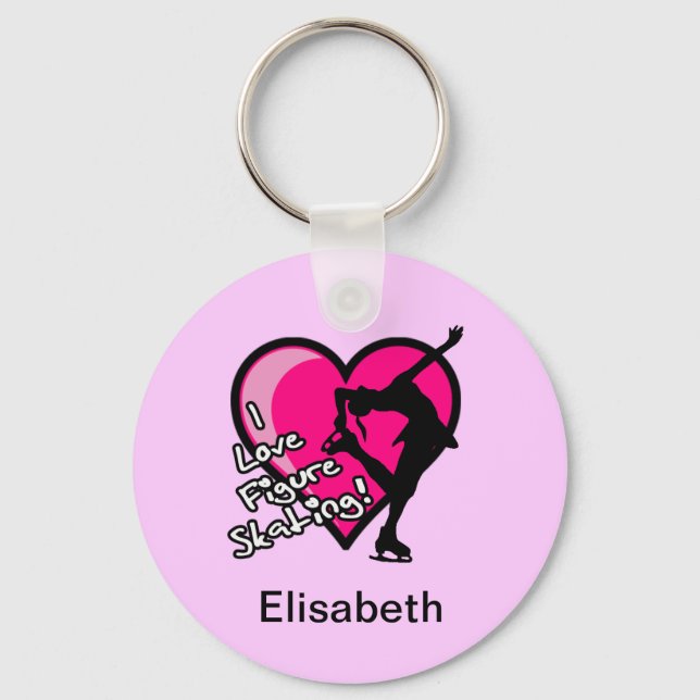 Single Skater, Hot Pink - Add Your Name KeyChain (Front)